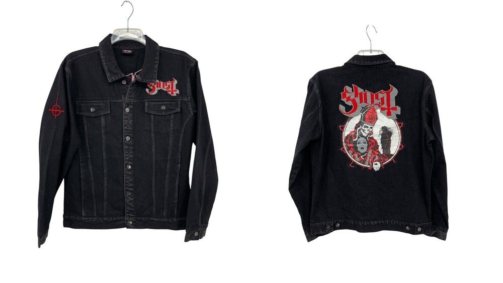 Ghost Jacket Progressive Rock Band Denim Mens XL Black Jean Jacket